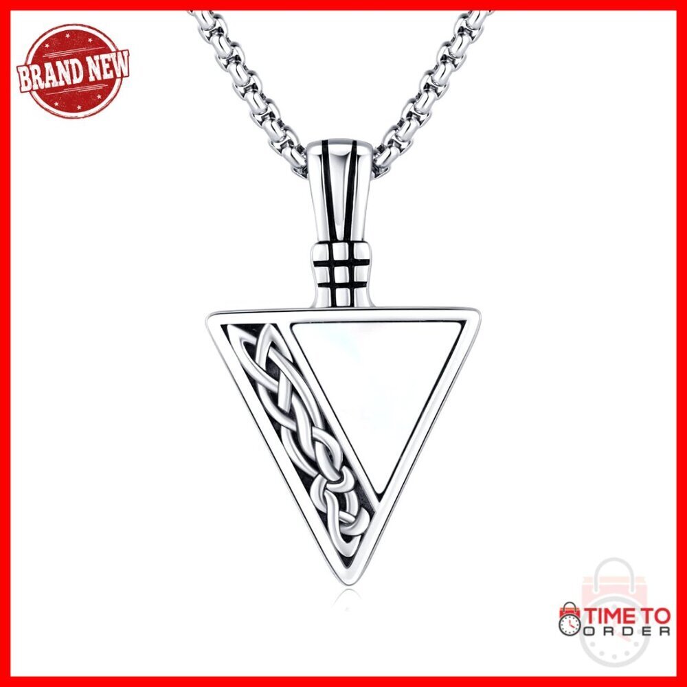 925 Sterling Silver Arrowhead Necklace with Stainless Steel Chain